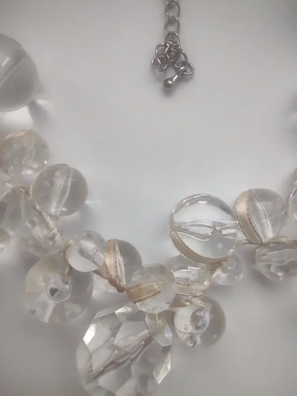 Vintage Clear Crystal Beaded Statement Necklace 15” Bridal Glam